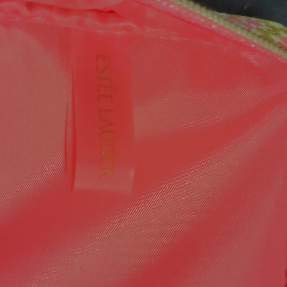 Estee Lauder Pink Gold Geometric Cosmetic Bag Makeup‎ Pouch Zip Case